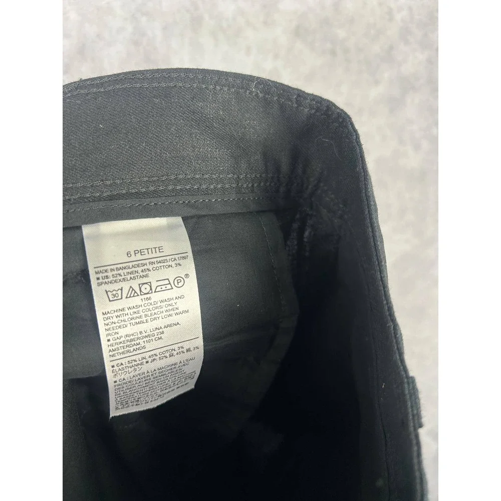 Banana Republic Petite Linen Blend Black Wide Leg Cropped Pants Size‎ 6